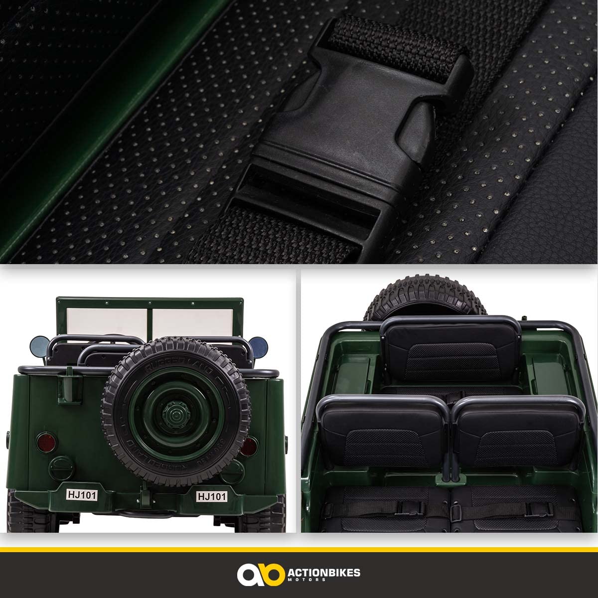 Actionbikes Motors Kinder Elektroauto Jeep Willys | Fernbedienung mit First Funktion - 4x4 Allrad Antrieb - Kinderauto elektrisch - Elektrofahrzeuge - Elektro Auto für Kinder ab 3 Jahre (Grün)