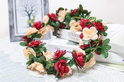 Miniatura 6 de Miracliy Paquete de 8 guirnaldas de flores de 65 pies, flores artificiales de plástico para decoración de bodas, telón de fondo de cabina de fotos