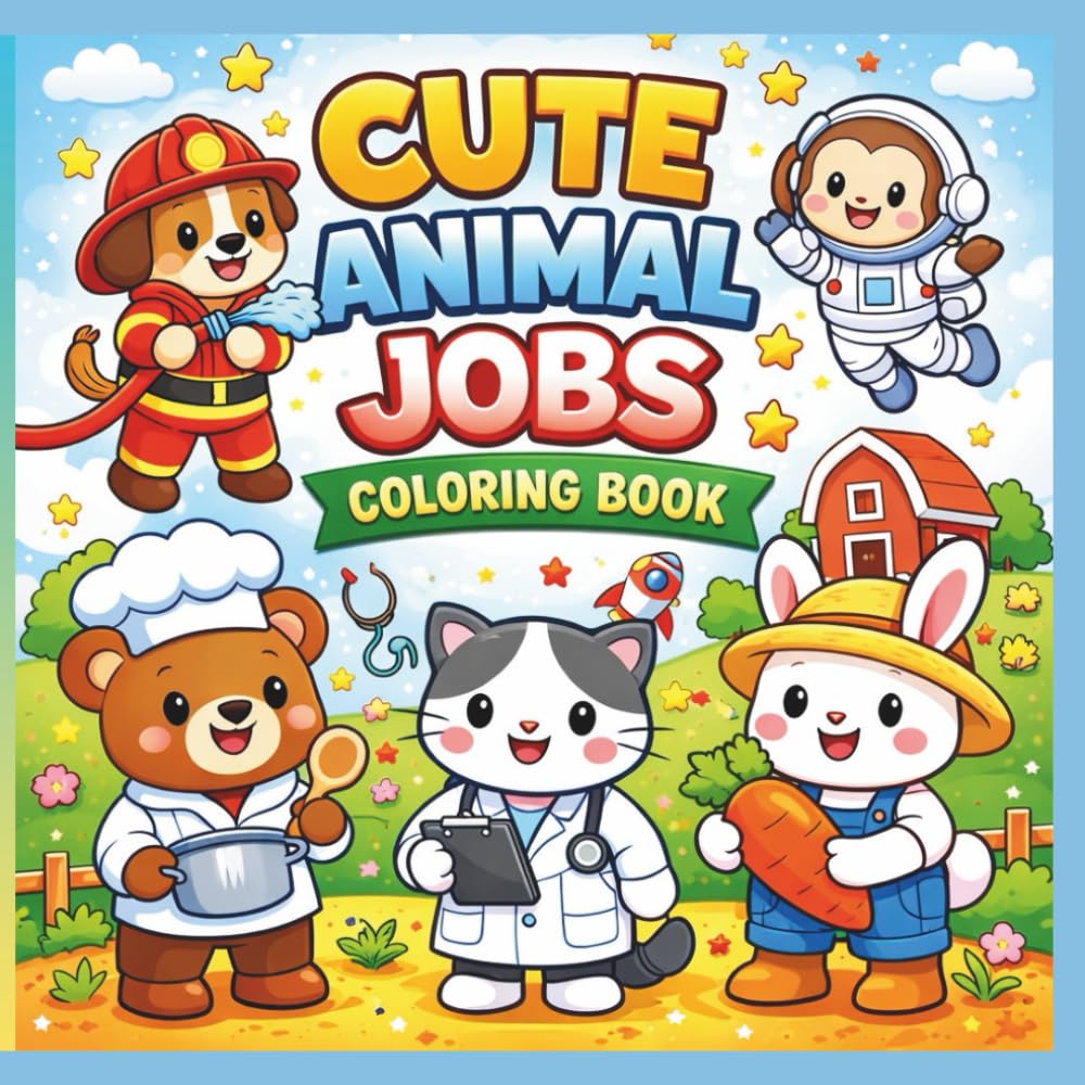 Cute animal jobs: Coloring book
