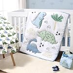 The Peanutshell 5 Ensemble de literie pour bébé en pièces pour garçons - Nouveau-né, nourrisson & Ensemble de lit pour bébé avec des draps de lit, Couverture, Refroidisseur à la poussière - Dino bleu
