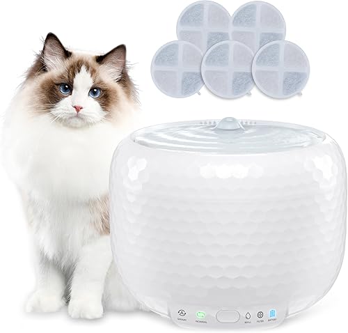 Fuente de agua para gatos para interiores inalámbricas para mascotas, fuentes de agua automáticas de 1.8L63 onzas para gatos y perros pequeños con