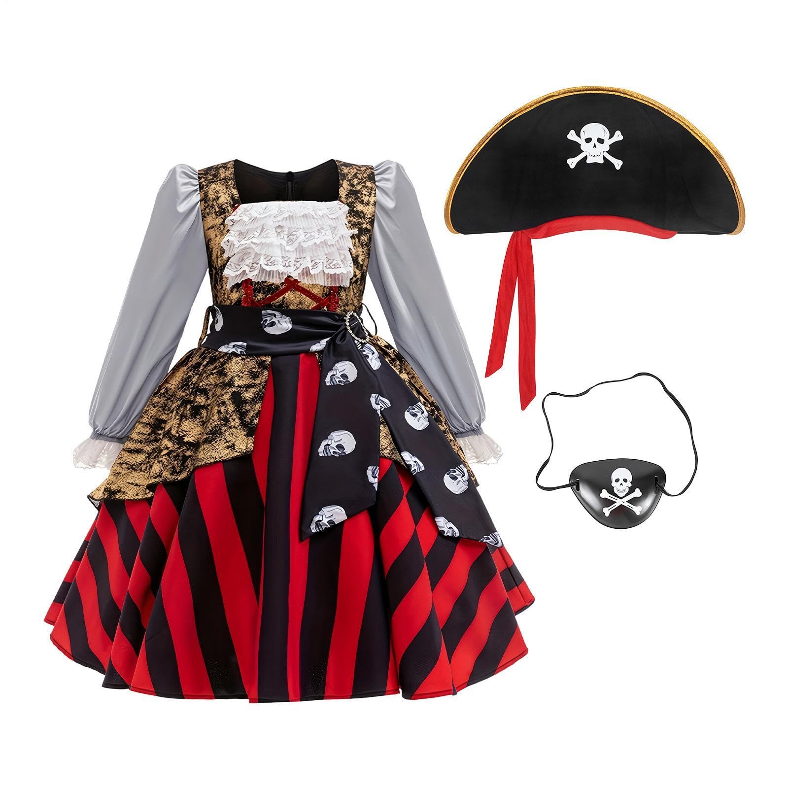 Vestito da pirata per bambine, per Halloween, morbido, regolabile | Costume da principessa da pirata per bambini, per vacanze scolastiche, feste, festival, autunno, foto, goth beson