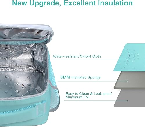 Miniatura 6 de Amersun - Lonchera térmica duradera con forro acolchado que mantiene la comida caliente o fría durante mucho tiempo, resistente al agua, pequeña,