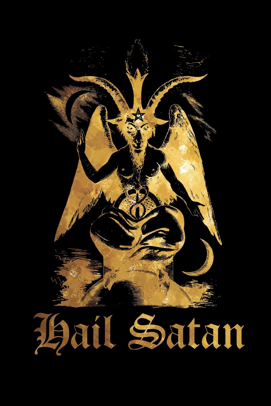 Hail Satan: Goat of Mendes - Satanic Journal - Black and Gold - Bullet Journal Dot Grid Pages (Journal, Notebook, Diary, Composition Book)