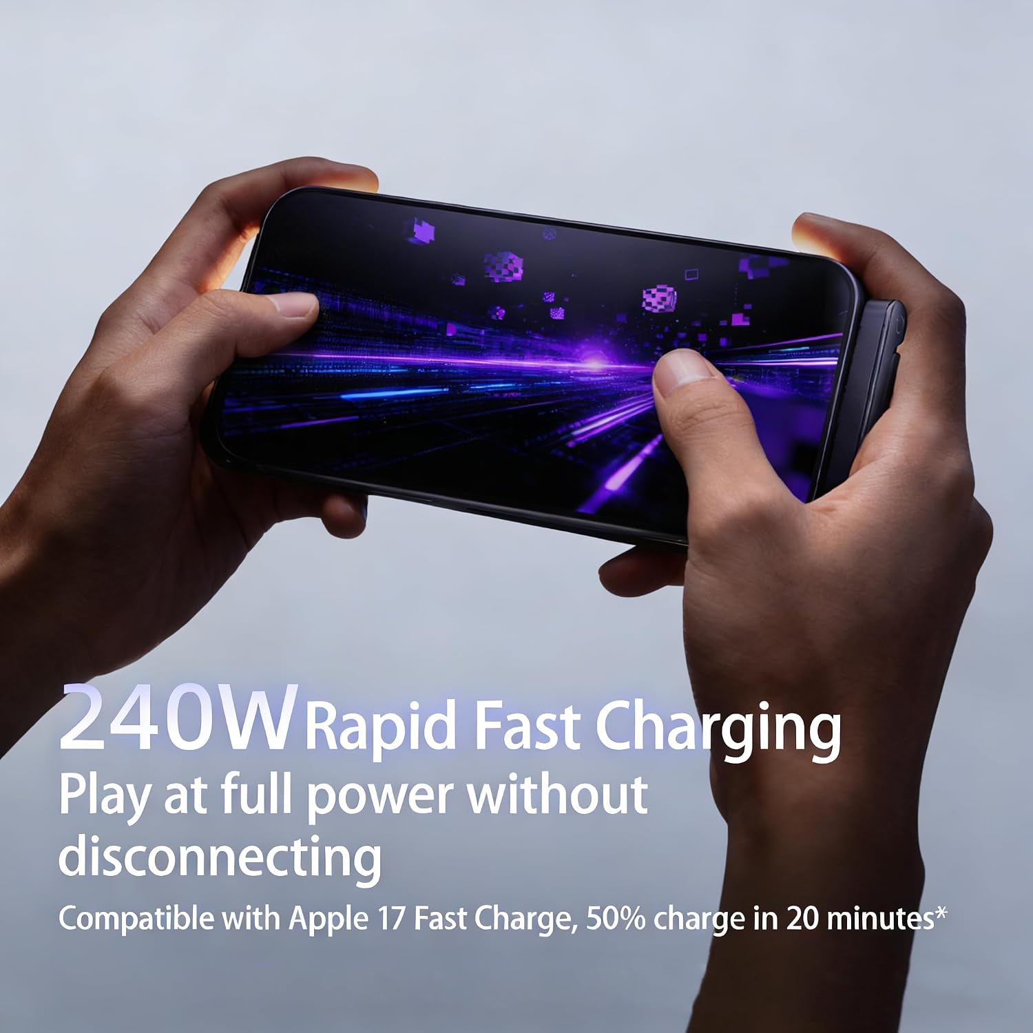 240W Invisible Stand Fast Charging Cable, 240W USB C to USB C Flat Cable 90 Degree Angled, Sideways Phone Type C Charger Cord (4.9FT) Compatible with iPhone 17 Series (3Pcs C to C)