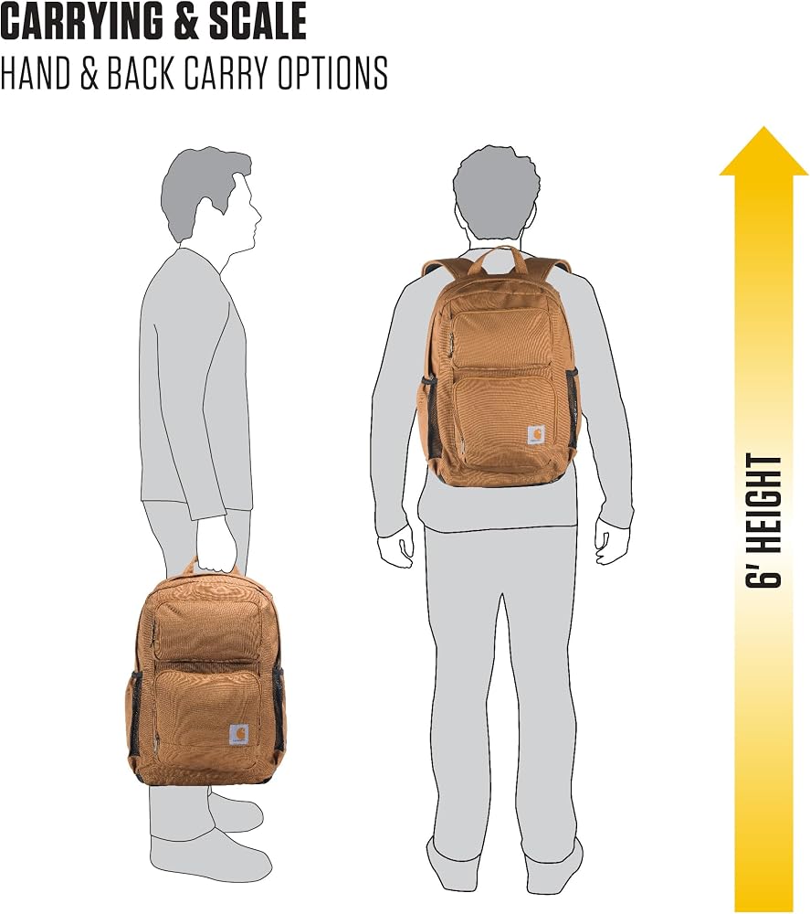 Carhartt 28L Dual-Compartment Backpack, Durable Pack with 16" Laptop Sleeve and Duravax Abrasion Resistant Base, Black