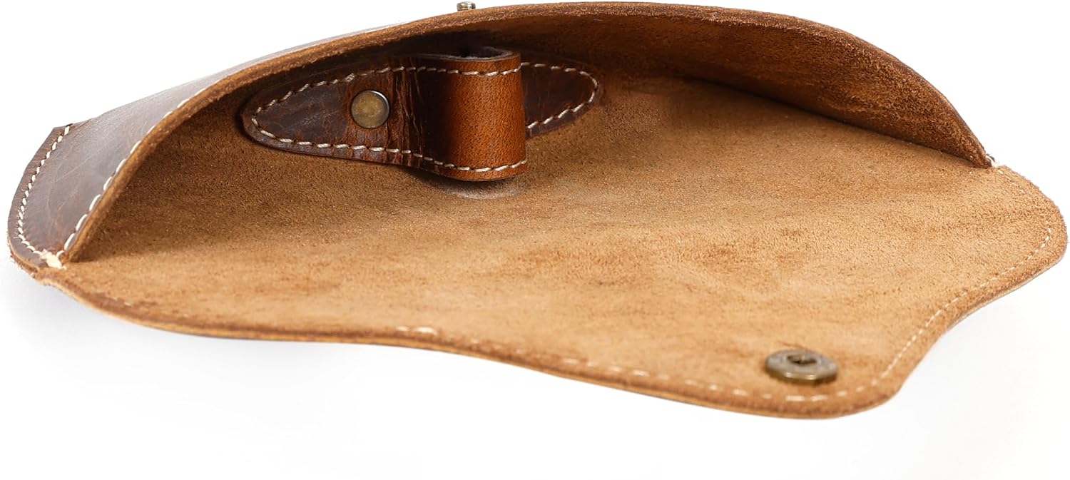 Sunglasses Case Genuine Eyeglass Holder Reading Glasses Protector Vintage Eyewear Storage for Men and Women