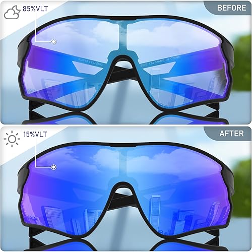 Miniatura 3 de OULAIQI Gafas de ciclismo fotocromáticas para hombres y mujeres, gafas de sol de bicicleta de montaña claras MTB