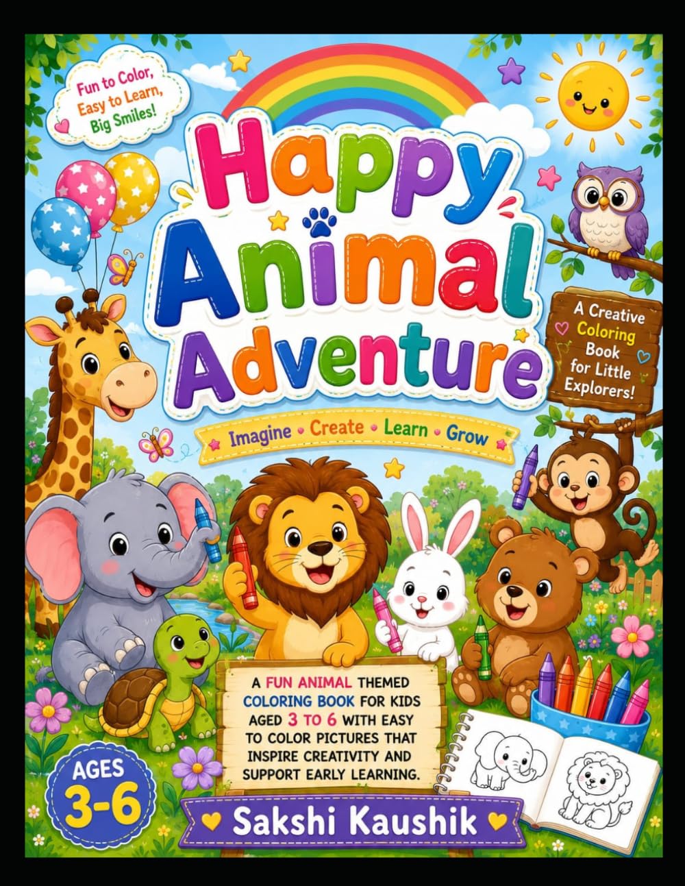 Happy Animal Adventure: A Creative Coloring Book for Little Explorers