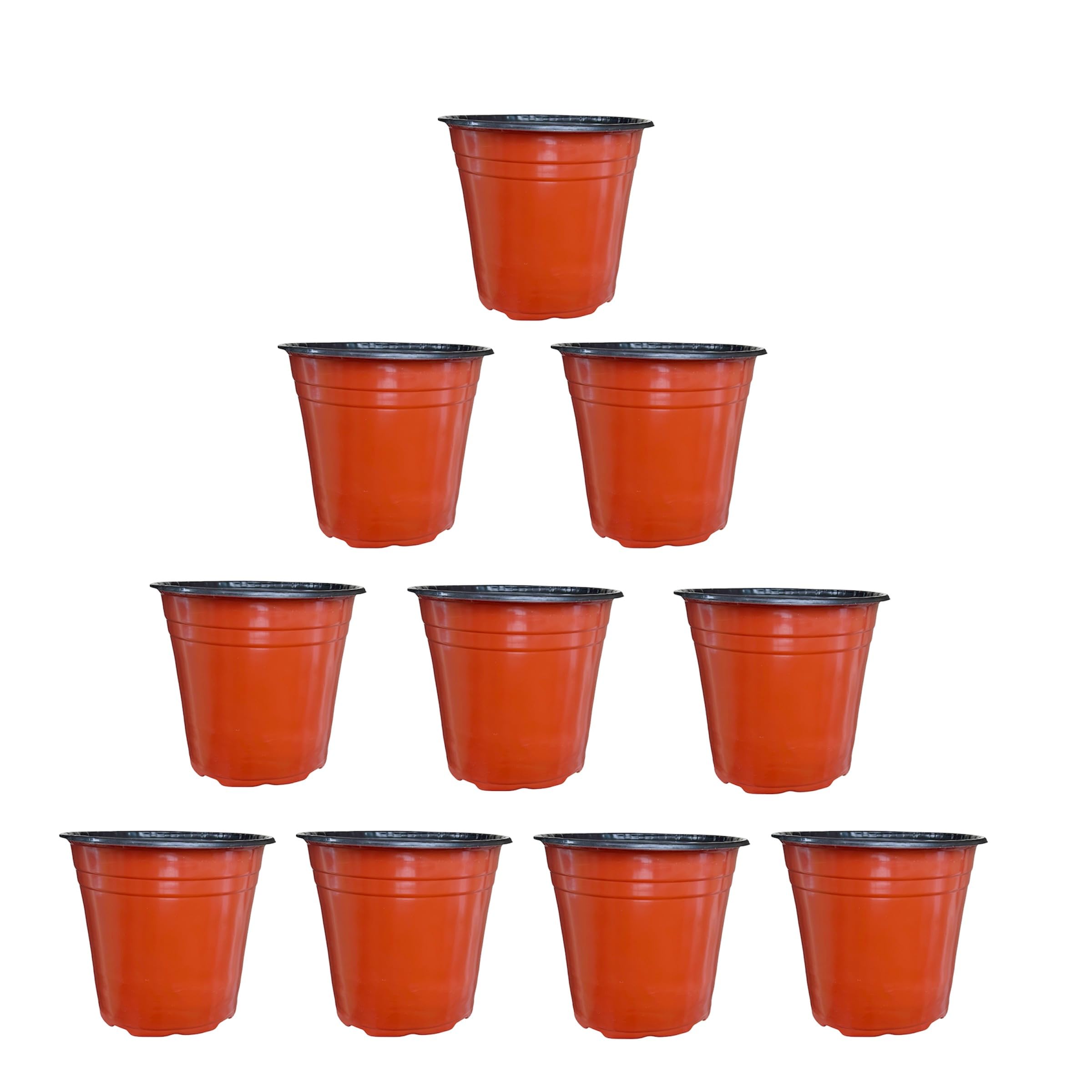 Thermoformed Plastic Pots (8 Inch Size - Pack of 10) | Terracotta Colour | Unbreakable | Multiple Holes for Better Drainage |Best for Indoor & Outdoor Plants-image-27