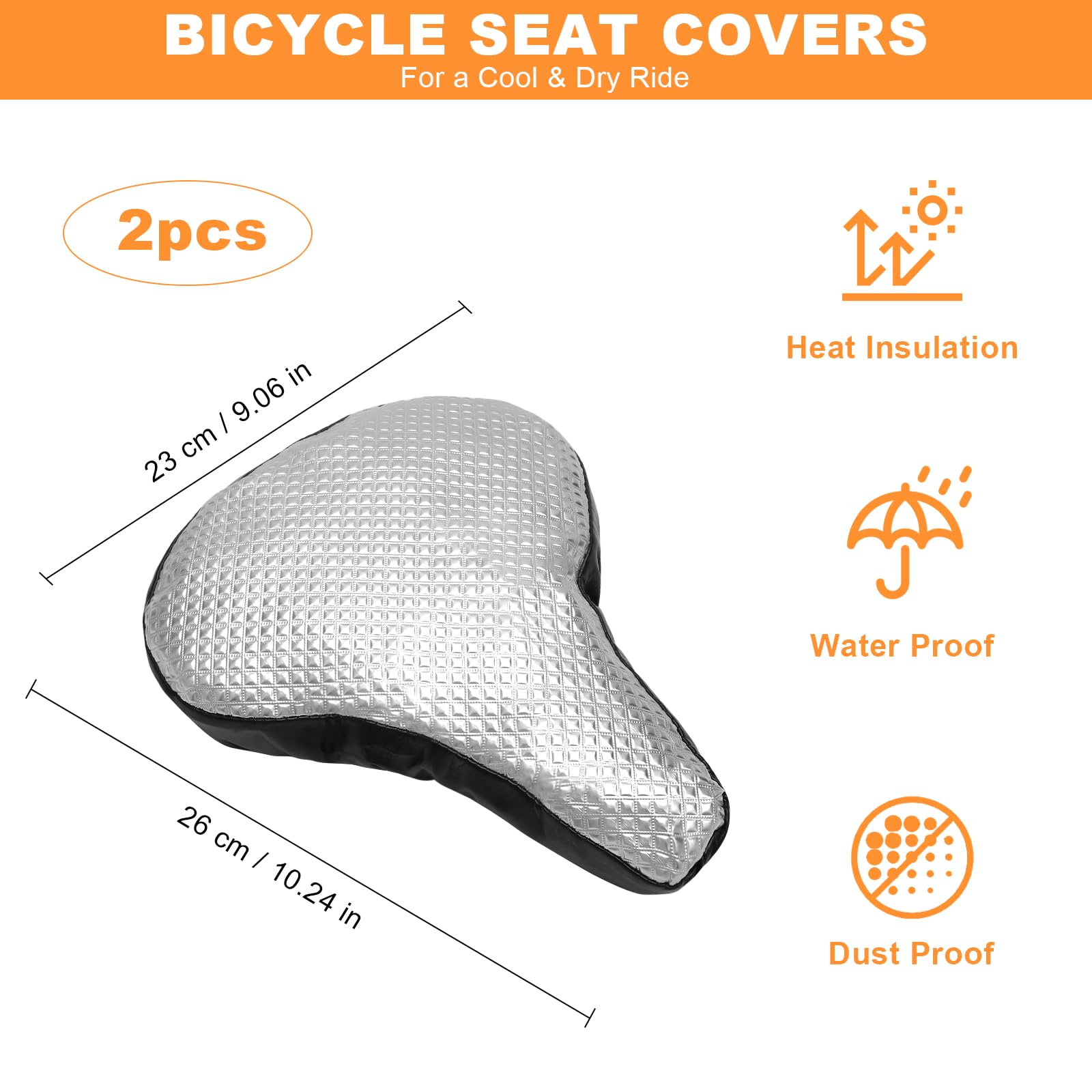 2PCS Copri Sella Bici Imbottito con Copertura Impermeabile, Coprisella Bici Impermeabile Cuscino Ergonomico per Coprisella Bici Imbottito da Donna e da Uomo Adatto alla Maggior Parte delle Biciclette