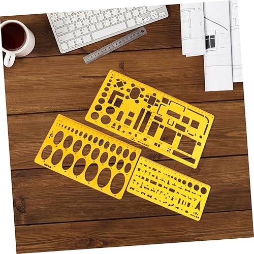 Miniatura 5 de iplusmile Plantillas de dibujos geométricos, paquete de 3 reglas geométricas de medición, plantillas de dibujo, herramientas de medición, plantillas