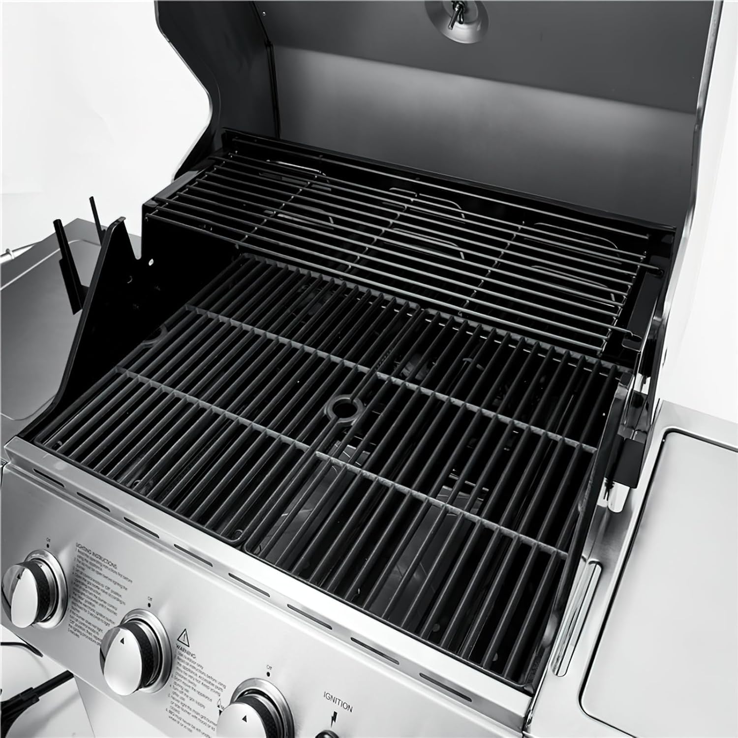 Stainless Steel Outdoor Gas Grill, 5-Burner Propane BBQ with Storage Cabinet, Rotisserie System, Side Tables, Mobile Cart