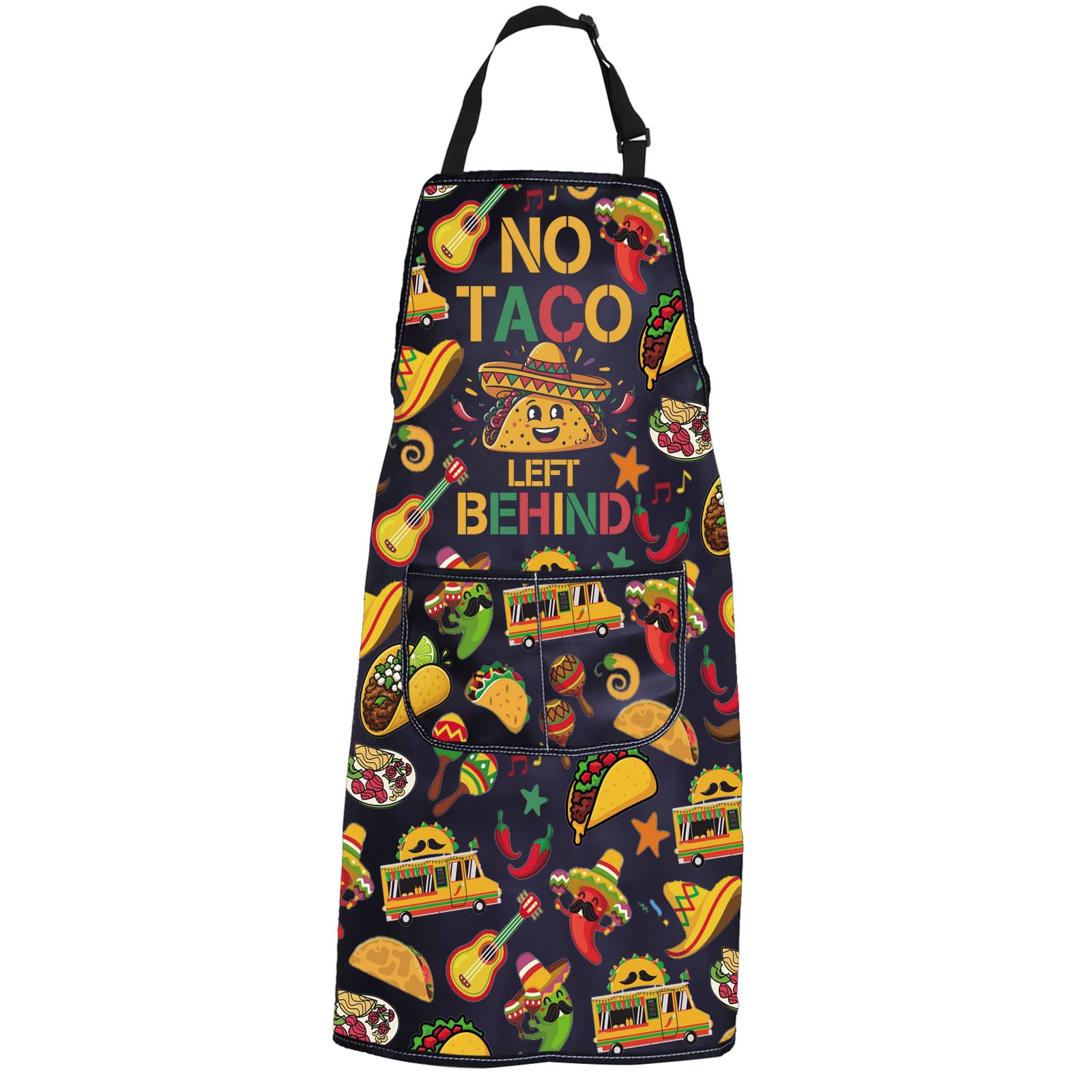 PXTIDY Funny Mexican Taco Pun Cooking Apron No Taco Left Behind Kitchen Apron Taco Tuesday Party Gifts For Mexican Foodies
