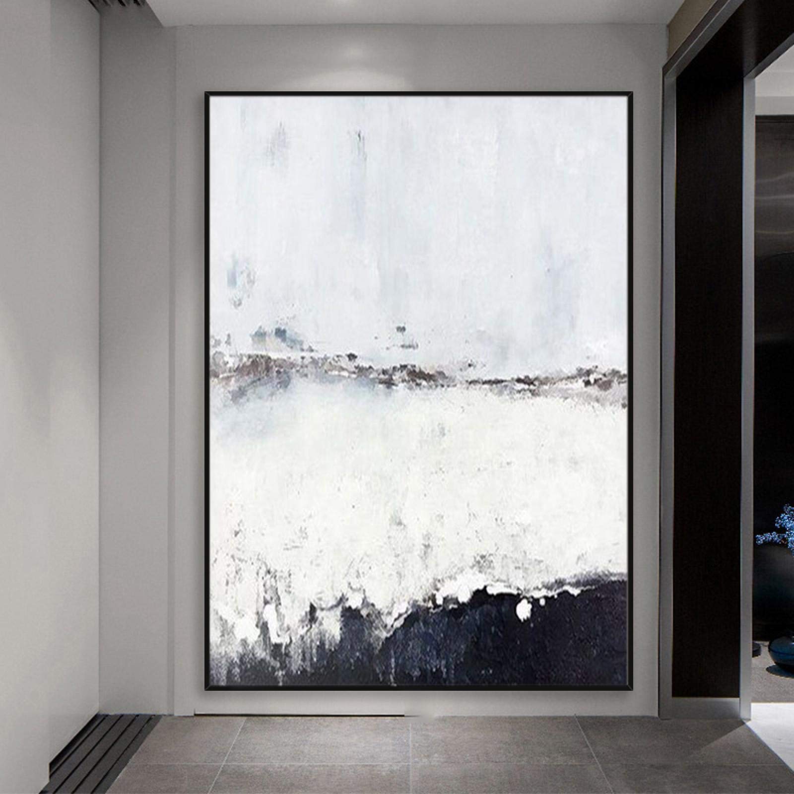 Hd Print Black And White Oil Painting The Living Room Modern Minimalist Abstract Paintings Hallway Vertical Version 72x35cm Unframed