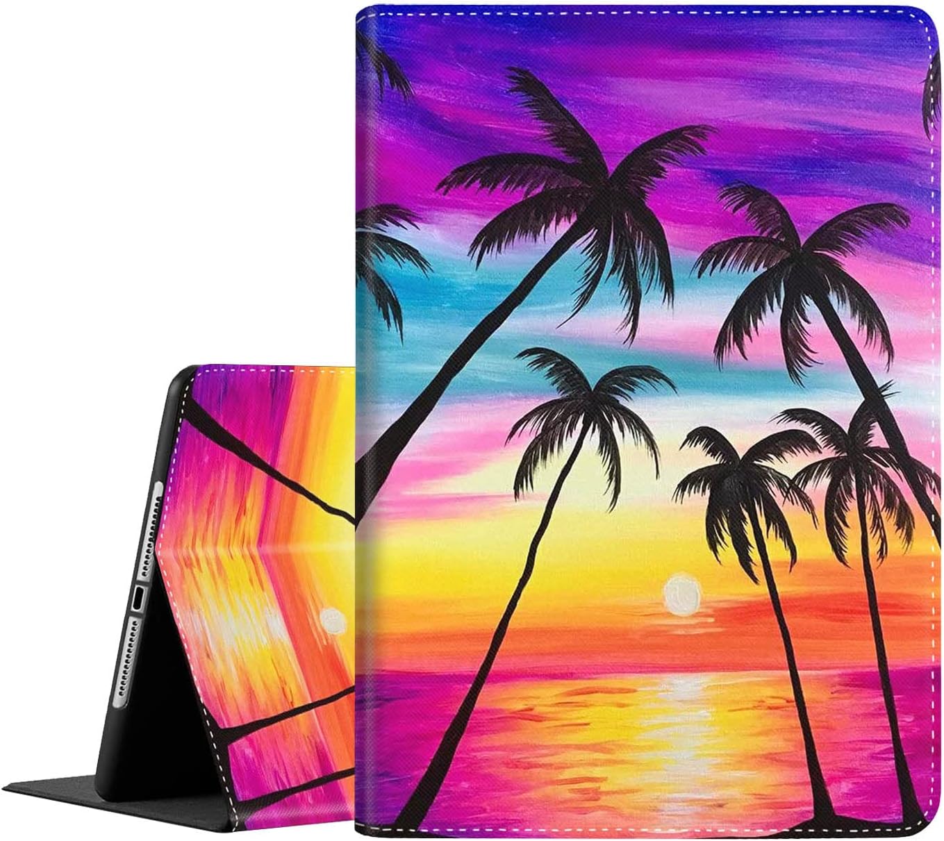 Case for New iPad Mini 6 2021 (6th Generation), Multi-Angle View Adjustable Stand Auto Wake/Slee for iPad Mini 6th Gen 8.3 Inch, Coconut Trees in The Sunset