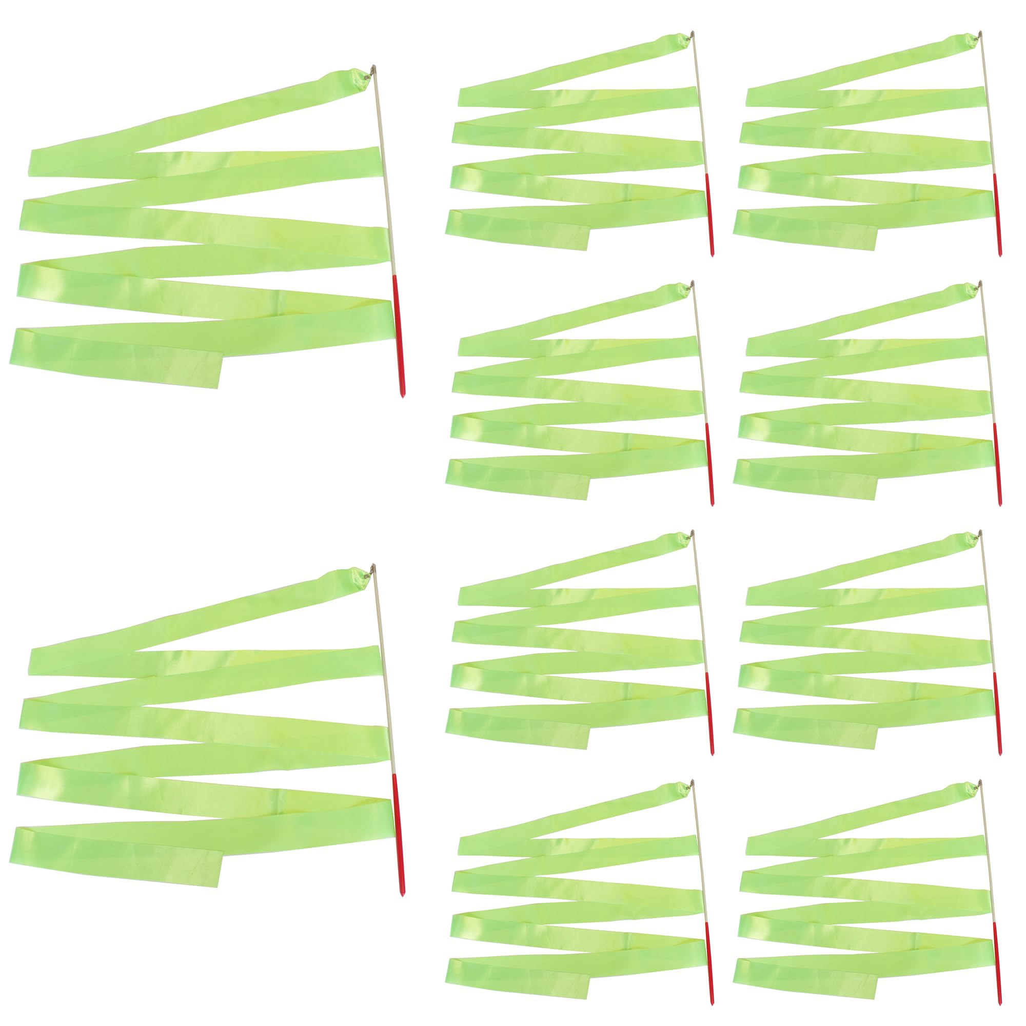 Trimming Shop 4 Metres Gymnastics Ribbon Wand, Apple Green - 10pcs