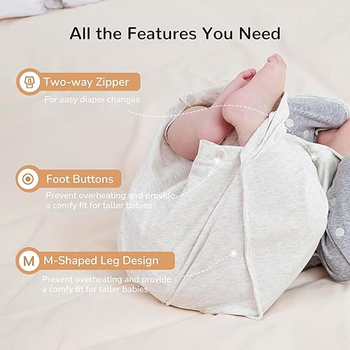 Miniatura 5 de Manta de transición para bebé de 3 a 6 meses, 12 a 18 libras, saco de dormir con brazos dentro y fuera con cremallera de 2 vías que absorbe la