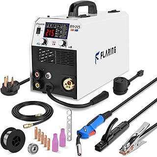 MIG Welder, 215Amp LED Digital Display Synergic MIG 120V/240V Dual Voltage, 6 in 1 Gas MIG/Gasless Flux Core MIG/Stick/Lift TIG/Spot welding/Spool Gun Multi Process Welding Machine