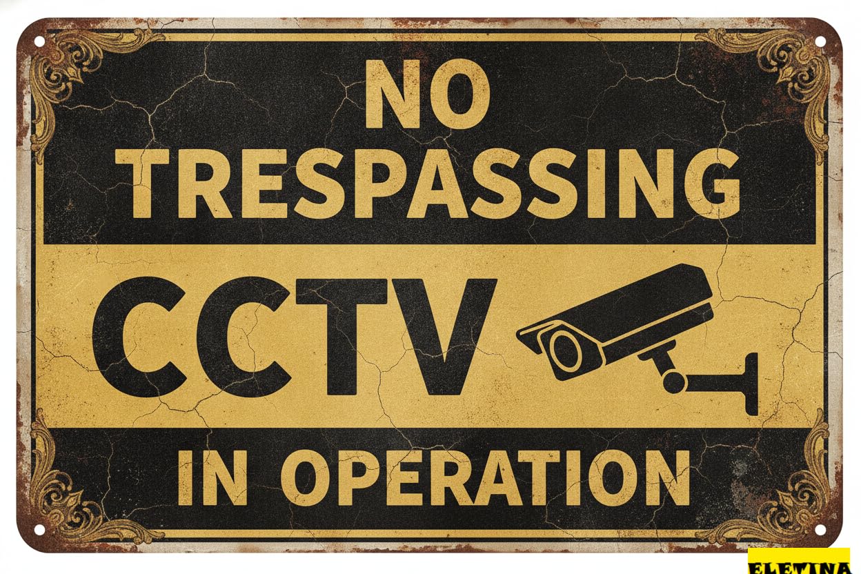 No Trespassing CCTV In Operation Aluminum Warning Tin Sign Weather Resistant UV Protected Rust Free Home Outdoor 8x12in