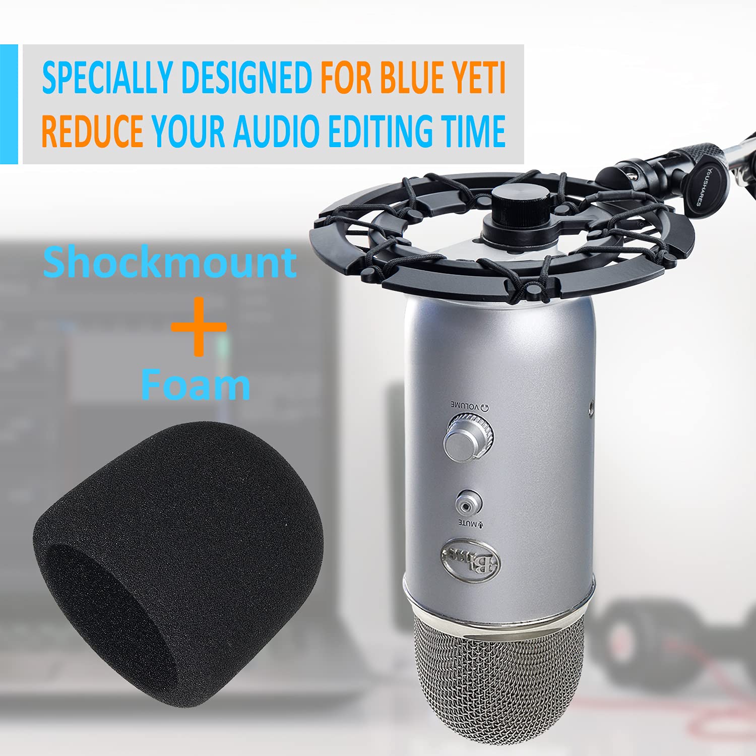 Amazon.com: Youshares Blue Yeti Shock Mount with Foam Windscreen