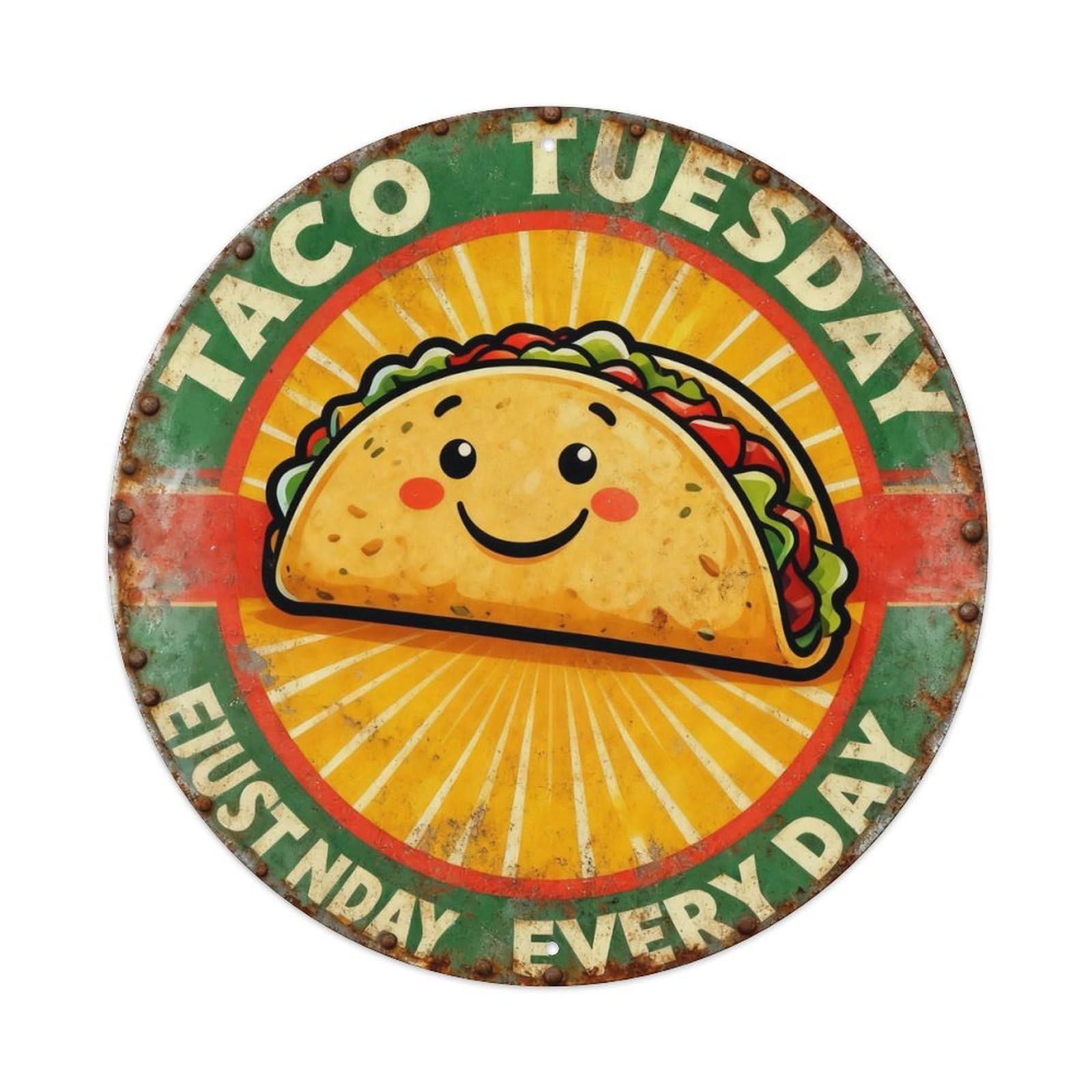 Vintage Taco Tuesday Everyday Metal Tin Sign Plaque
