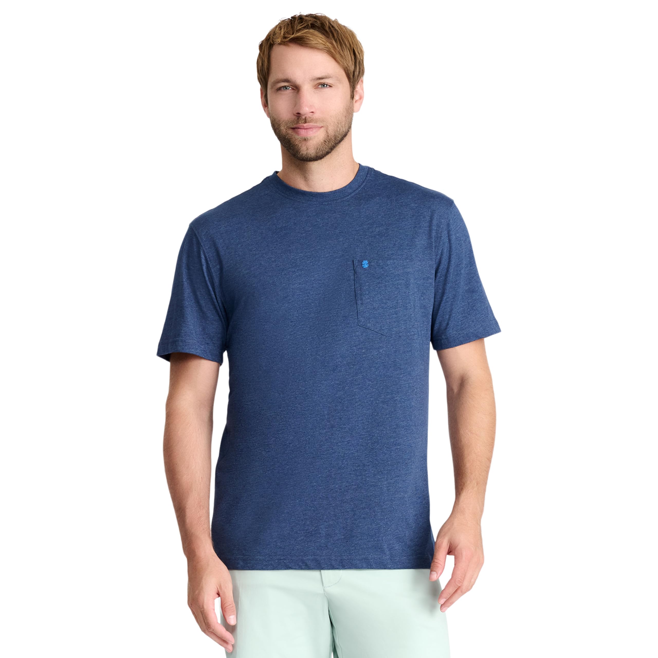 IZOD Men's Saltwater Soft Wash Pocket Crew T-Shirt, Club Blue, Medium