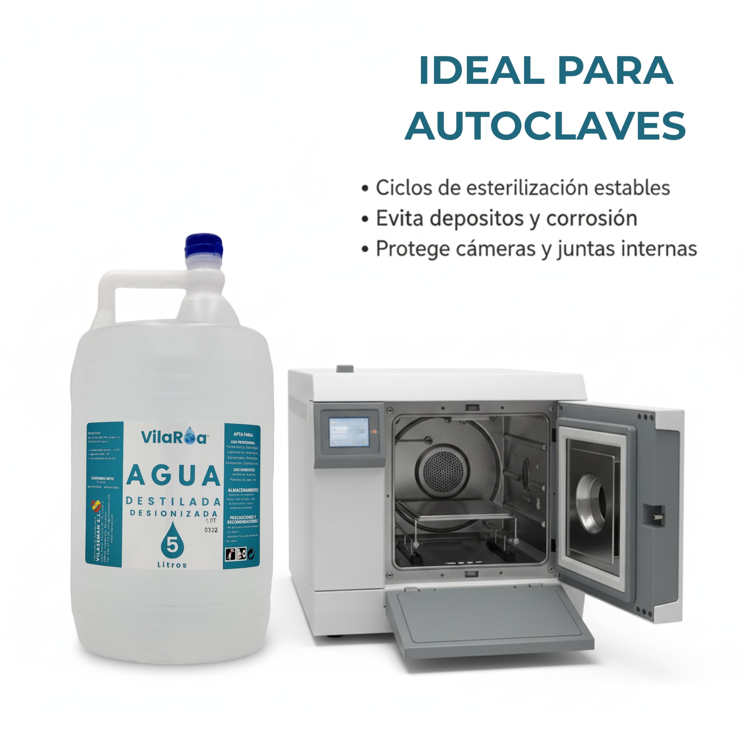 Agua Destilada Desionizada 3 Garrafa de 5 Litros, Agua Desmineralizada Alta Pureza Técnica para CPap, Autoclave, Humidificador, Plancha, Motores, Limpieza, Laboratorio, Plantas, Acuario, Bateria