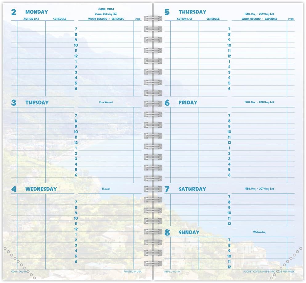 DayTimer 2014 Pocket Size Coastlines Planner Refill, 3.5