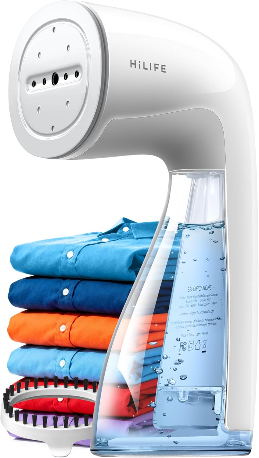 HiLIFE Upgraded Steamer for Clothes, Handheld Portable Design, 1100W Powerful Steam, 300ml Larger Tank & No Leak Tech, 30S Fast Heat-up, Quick Wrinkle Remover, Compact Size for Travel, ONLY 120V A-White