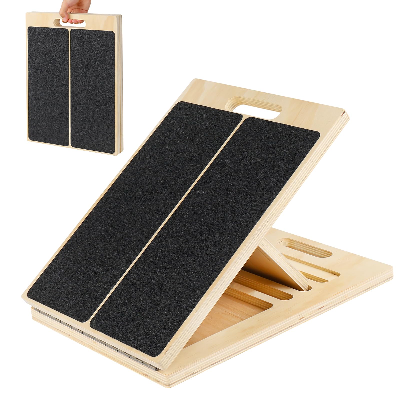 Osrioal Slant Board, Adjustable Calf Stretcher, Wooden Incline Calf Stretch Board, Squat Wedge for Exercise, and Flexibility Training, 16" X 12.5"
