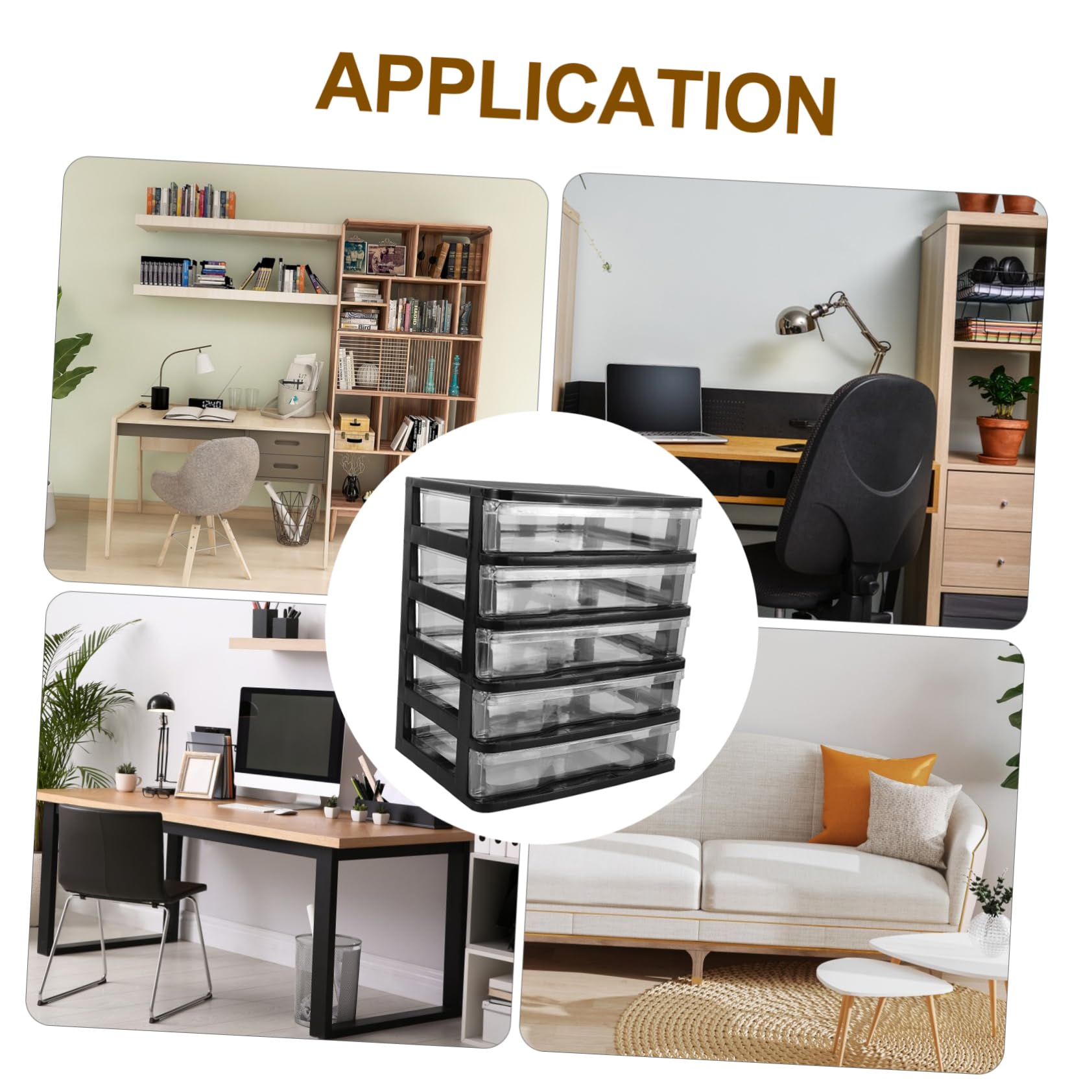 PLAFOPE Organizer Cassetti Trasparenti, Cassettiera da Scrivania in Plastica Nera, Multi-livello, per Cosmetici e Bagno, Salvaspazio