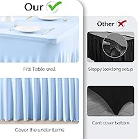 Vista 3 de Wish Care Paquete de 2 manteles de elastano elástico azul bebé para mesas rectangulares de 4 pies, manteles ajustables sin arrugas de 4 pies