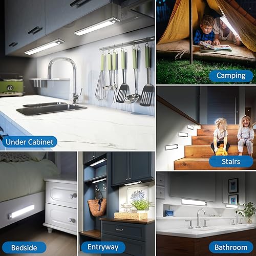 Miniatura 7 de 51 luces LED con sensor de movimiento para debajo del gabinete, luz magnética recargable debajo del armario, barra de luz nocturna inalámbrica