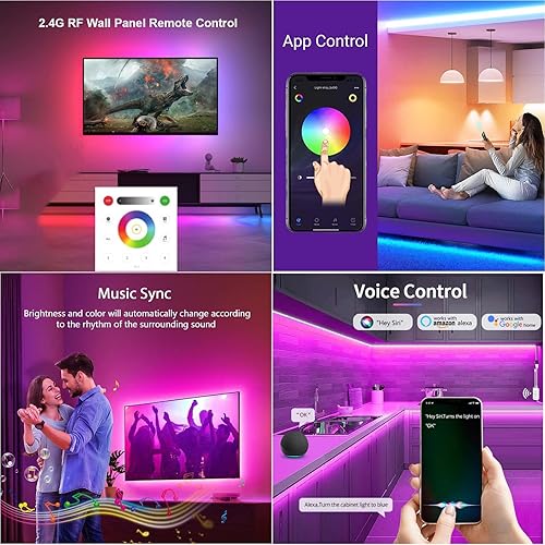 Miniatura 3 de Remoto RF montado en la pared 65 piesrollo interior 60LEDsM 24V 5050 RGB LED kit de tira de luces LED con controlador Bluetooth para sala de