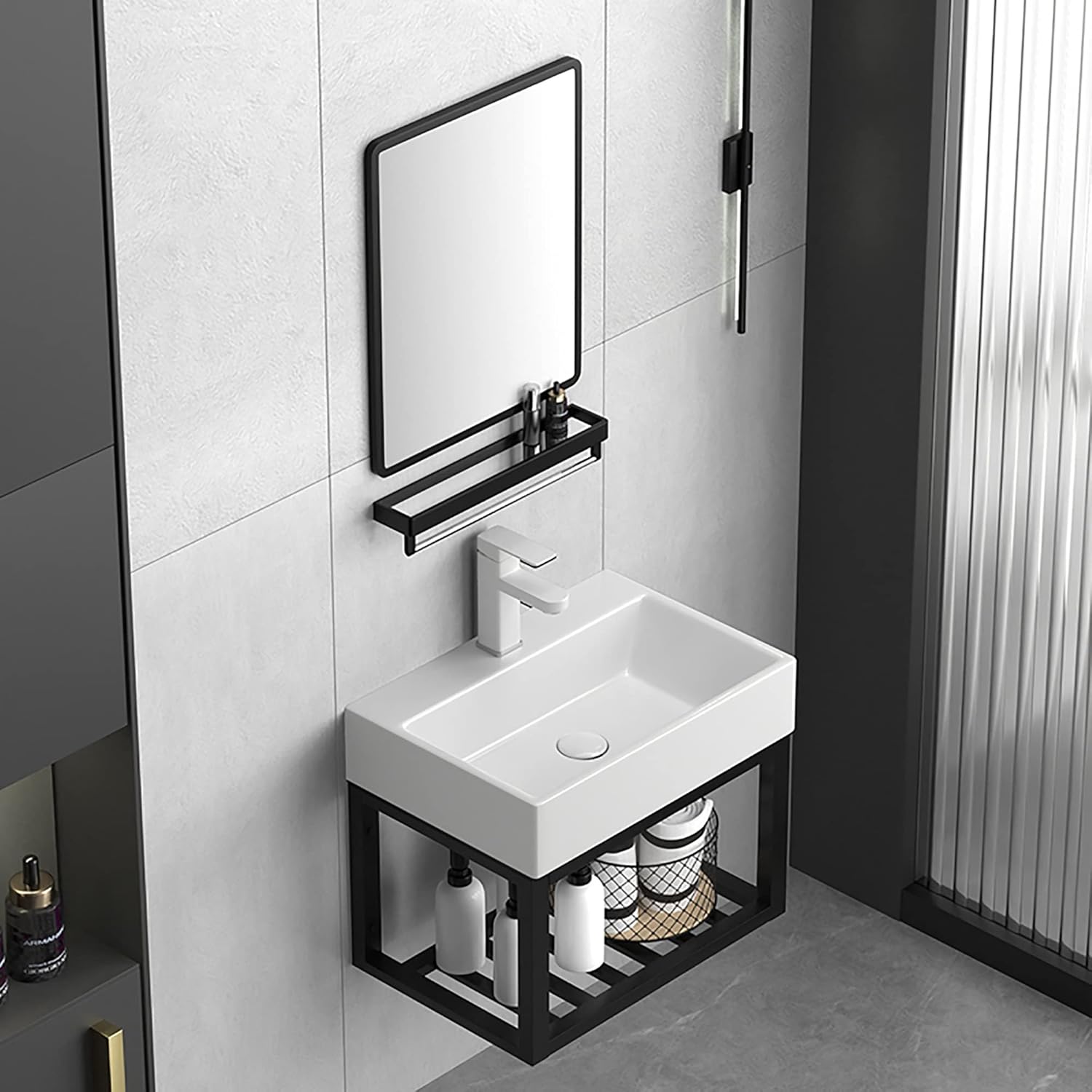 Modern Bathroom Sink, Bathroom Sink Cabinet, Bathroom Vanity with Sink, Bathroom Vanities Cabinet Sink Combo for Small Space,Bathroom Sink Vanity with Mirror,Wall Mounted Bathroom Vanity Sin
