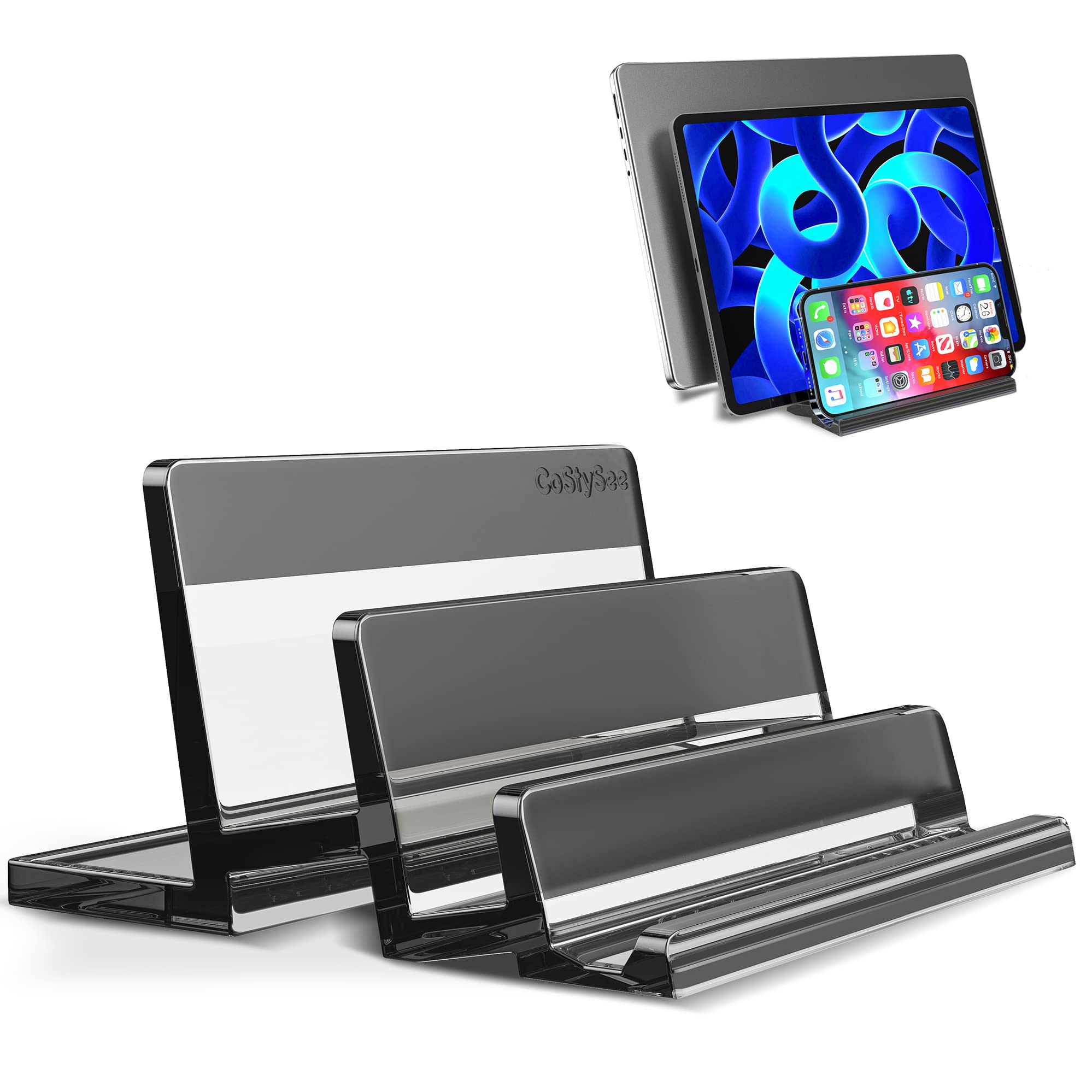 Sponsored Ad - CoStySee 3-Slot Vertical Laptop Stand Laptop Holder for Desk Made of Premium Abs Plastic to Space-Saving fo...