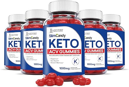 Justified Laboratories Gomitas Slim Candy Keto ACV de 1000 mg con jugo de granada, raíz de remolacha B12 300 gomitas