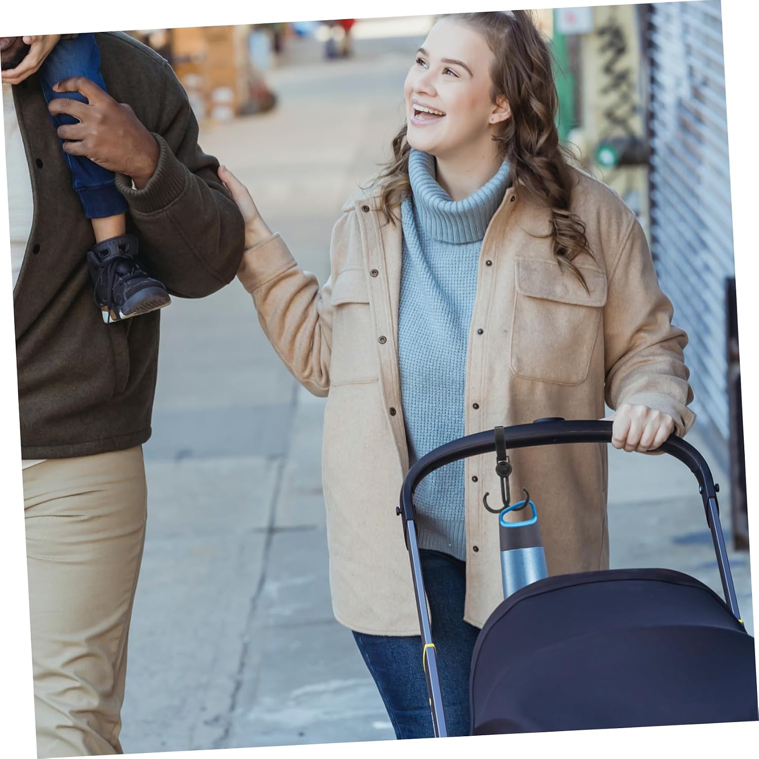 Double Hook Stroller Hanger Adjustable Shopping Trolley Hook for Diaper Bags Aluminum Alloy Stroller Accessories for Convenient Shopping and Travel