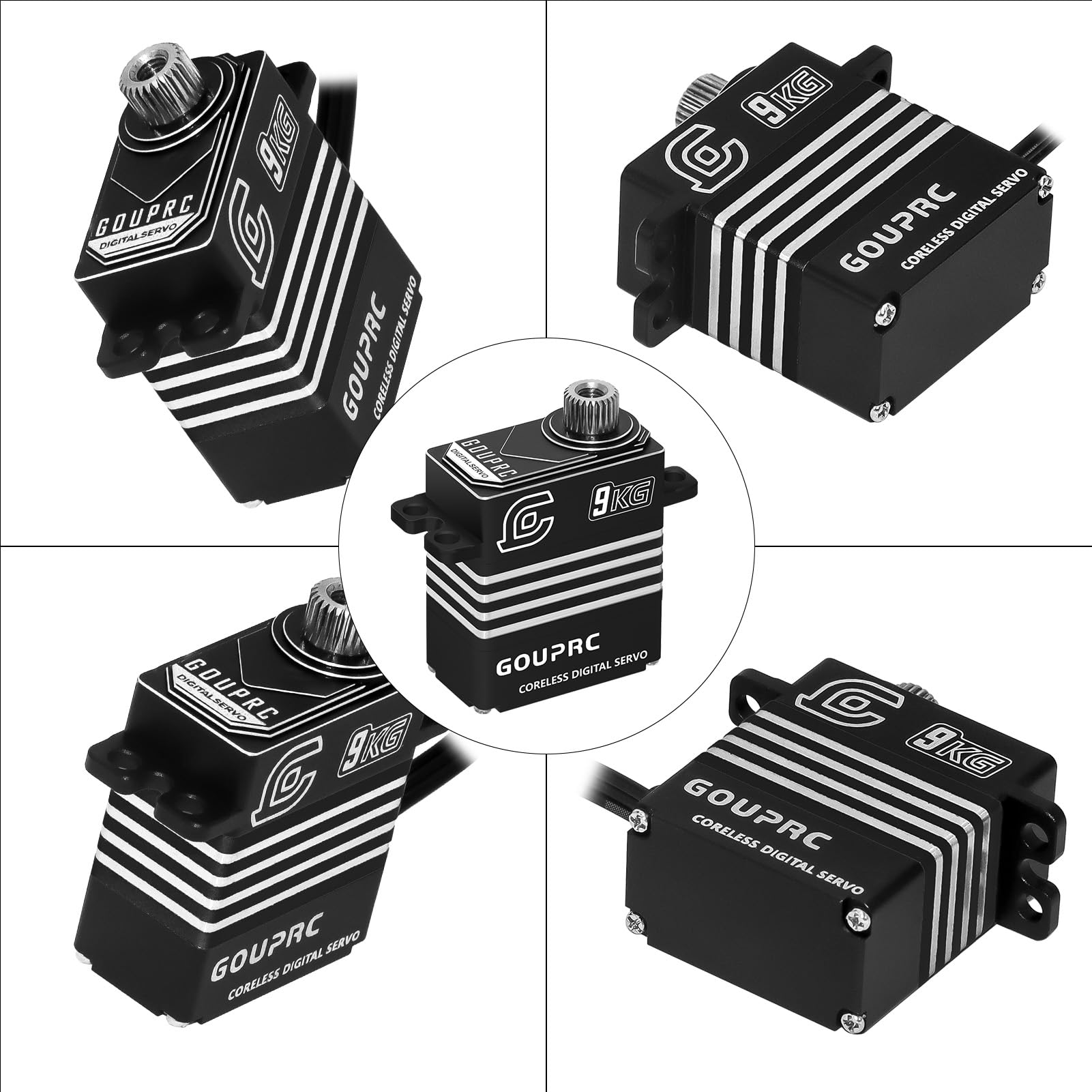 GOUPRC 9 kg Metallkernloser Digitalservo mit 25T RC-Horn für TRX4M 1/18 RC Crawler Auto-Upgrades (Schwarz)
