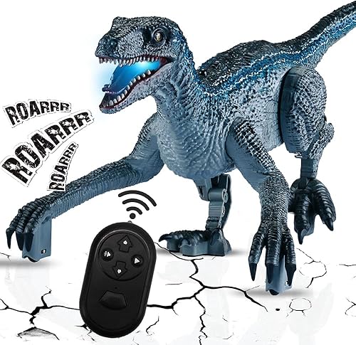 Juguetes de dinosaurio con control remoto para niños de 4 a 7 años velociraptor electrónico realista RC dinosaurio caminando mascotas robot Dino con