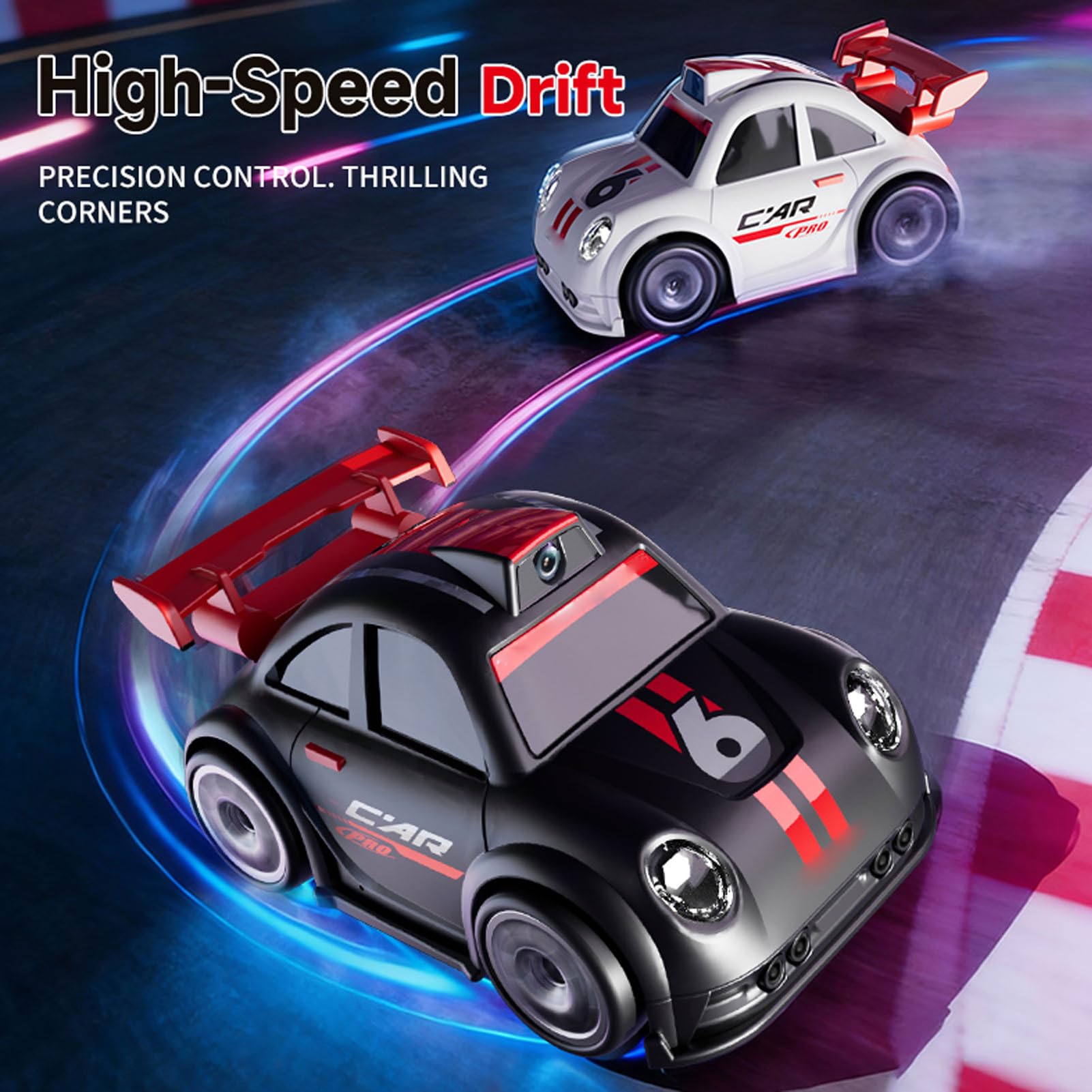 Coche RC Drift Con Cámara HD Y Pantalla 2,4″ – 1080P, 8GB, Seguimiento Inteligente, Luces Y Sonido, 2 Baterías