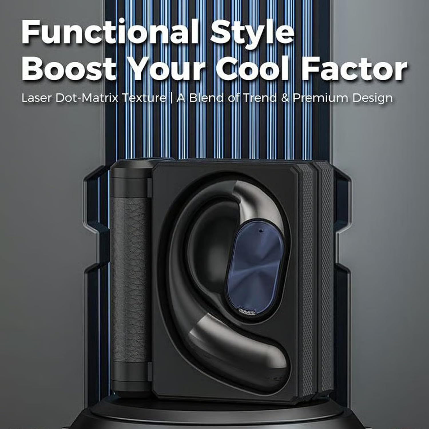 Headphones Bluetooth with Dual-Fold Design, Wireless Bluetooth Ear Buds with Non-in-Ear Comfortable Wear, Open Ear Sport Headphones with IPX5 Waterproof for Daily Use (Black)