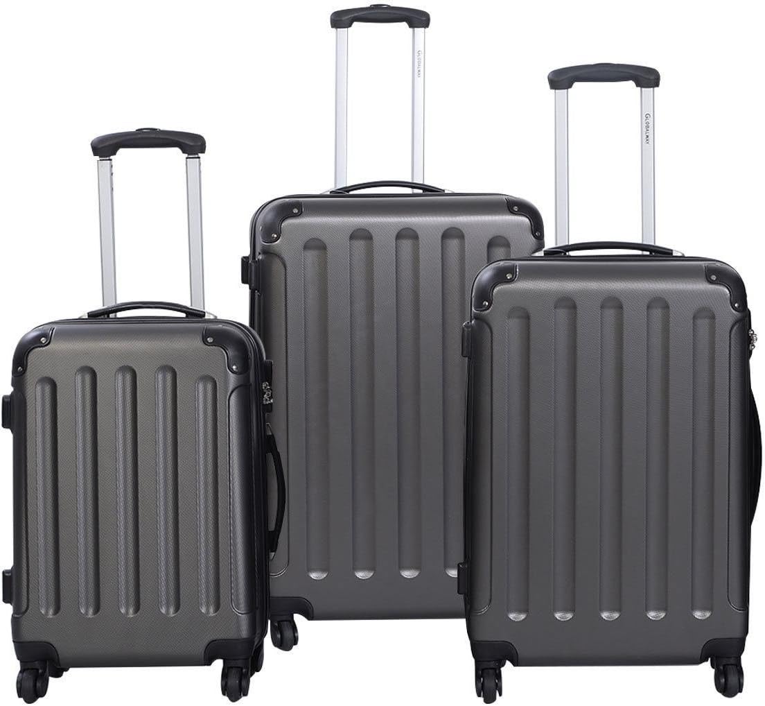 luggage hardside 3 Pcs Luggage Travel Set Bag ABS+PC Trolley Suitcase Gray luggage set