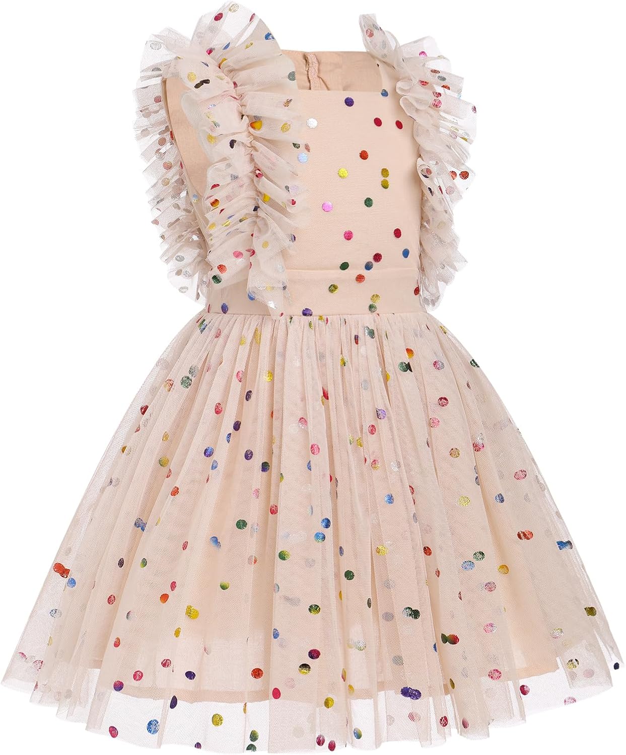 Girls Birthday Party Dress Ruffle Sleeve Sequin Dots Floral Tulle Princess Wedding Pageant Formal Bance Gown