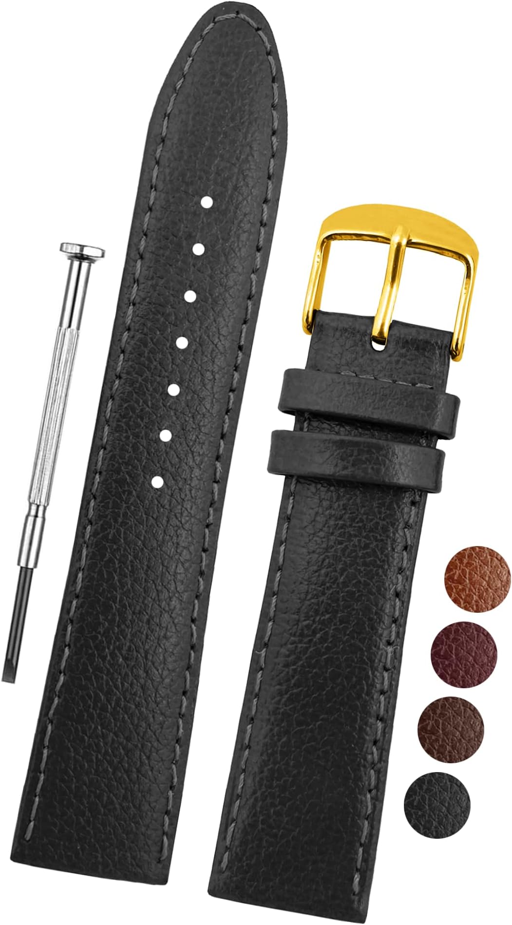 BLIKING'' Leather Watch Strap, Pebble Design Pattern, Thin Leather Watch Belt // For 10mm, 12mm, 14mm, 16mm, 18mm, or 20mm Watch Band (Choose Your Size & Color)