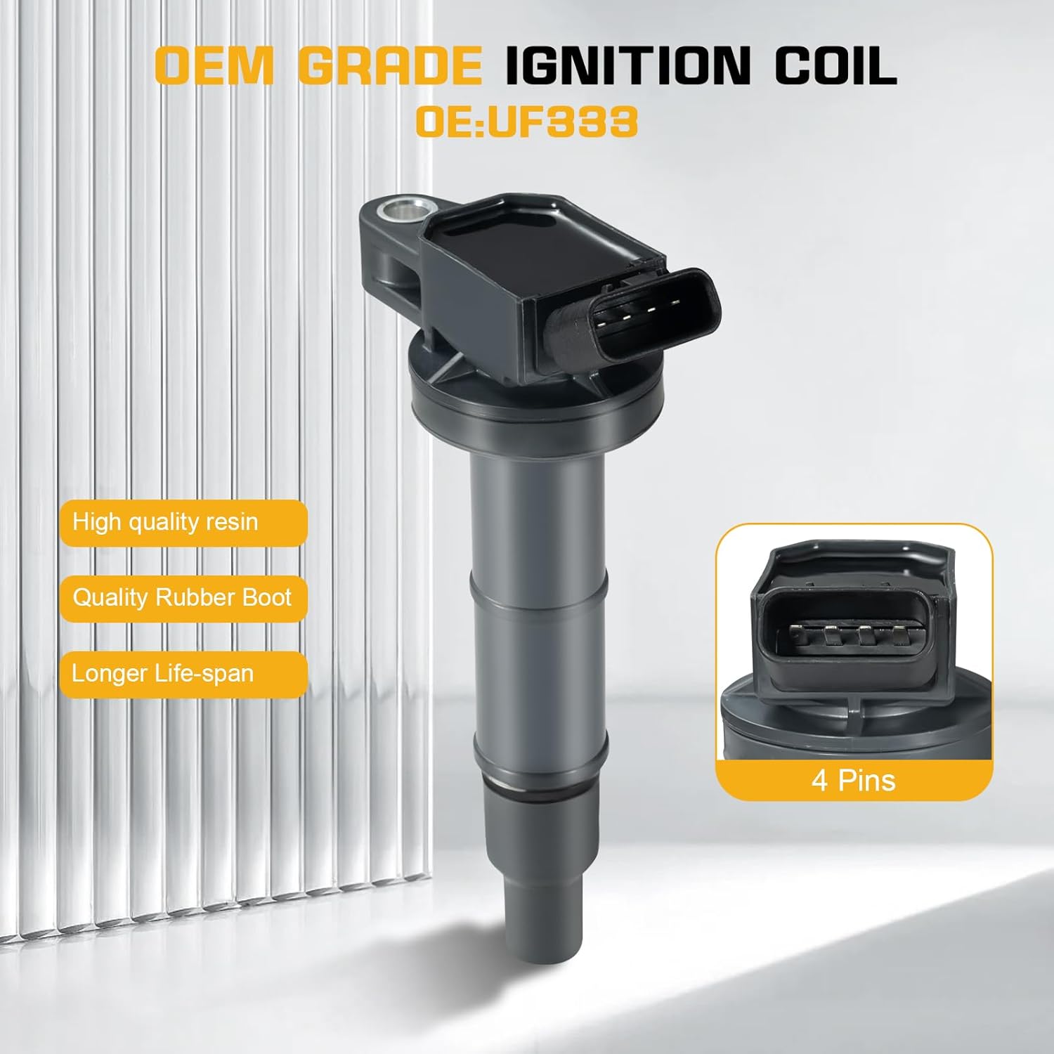 QYL Pack of 4Pcs Ignition Coils Compatible with Toyota Camry Solara Rav4 Highlander/Scion Tc Xb #UF333 C1330 6731307 90919-02244