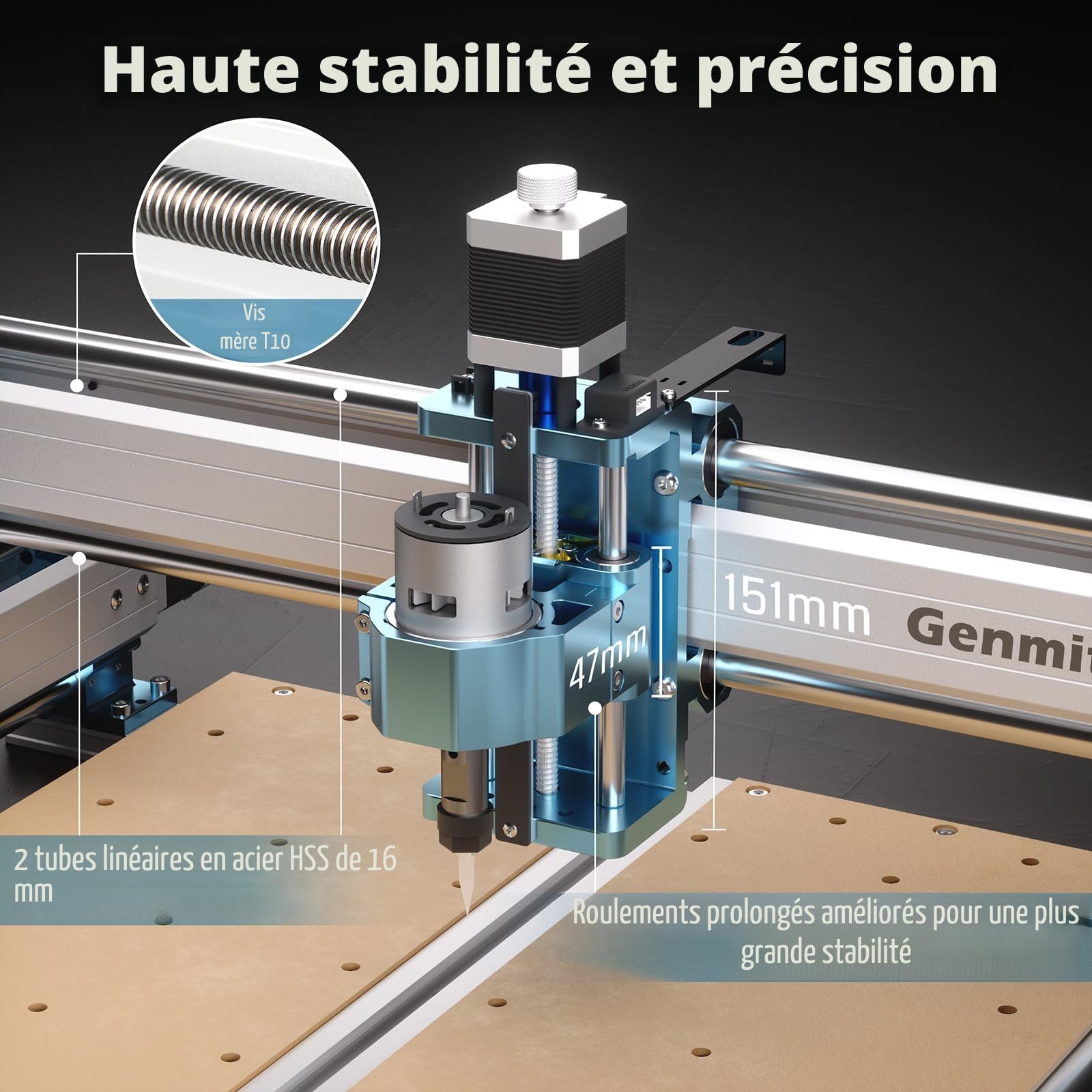 Genmitsu Machine CNC 4040-PRO pour bois acrylique MDF nylon sculpté, CNC fraiseuse avec contrôle GRBL et 3 axes, surface de travail 400 x 400 x 84 mm