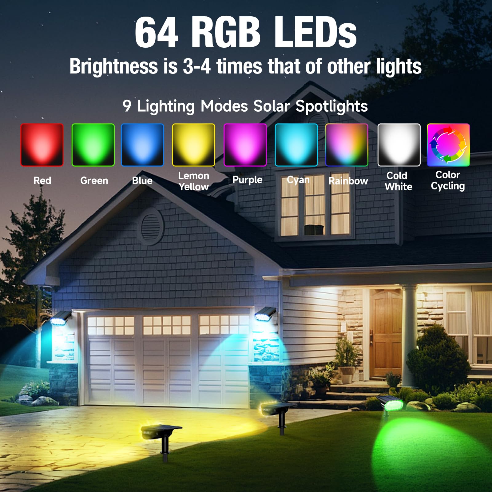 Amazon.com: AOUNQ Color Changing Solar Spot Lights Outdoor