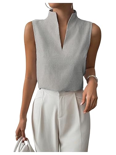 SOLY HUX Women's Work Outfits V Neck Sleeveless Blouses Summer